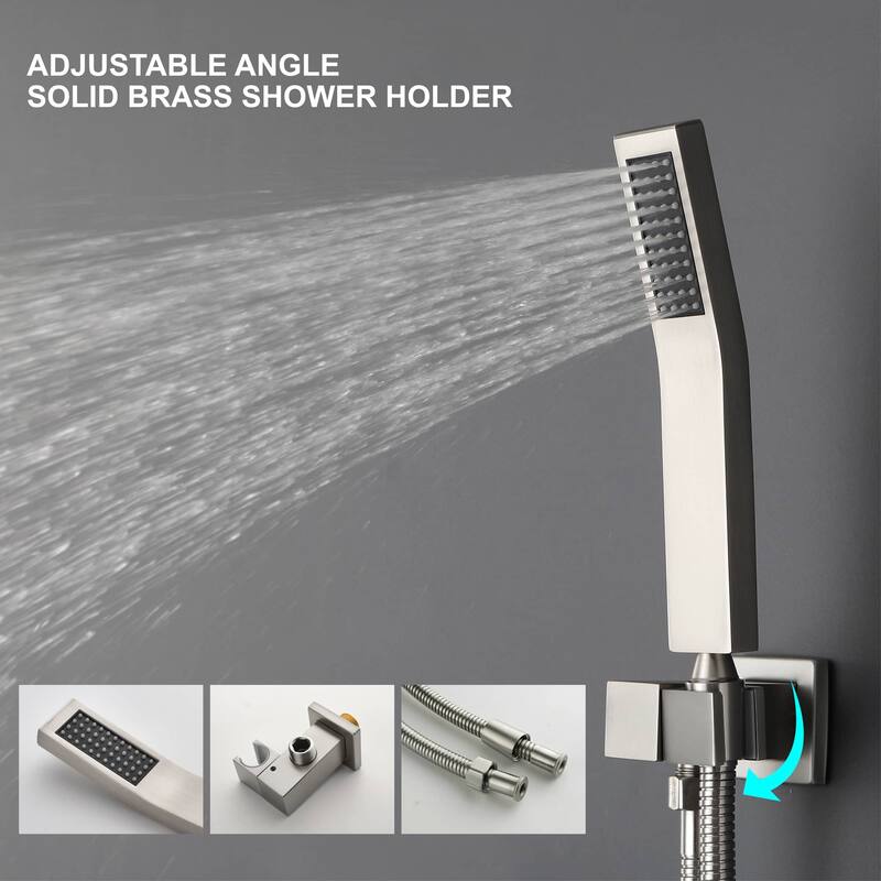 Wall Mounted Shower Faucet With Hand Shower Modern Shower System Set 10 Inch Rainfall Shower Head With Pressure Balance Valve