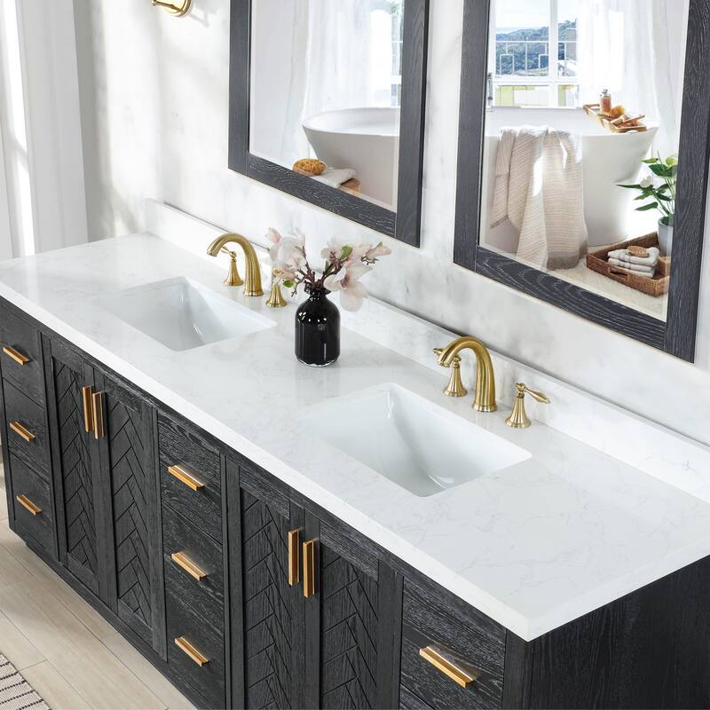 Altair Gazsi Bathroom Vanity with Composite Stone Countertop with Mirror