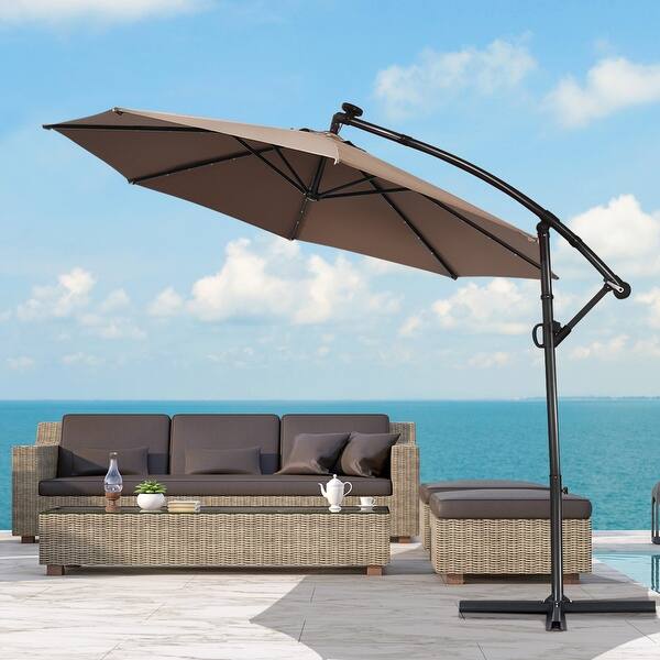 costway 10ft patio offset umbrella solar led 360degrees rotation Tangkula 10 FT Umbrella, Cantilever Outdoor with 360 Degree Rotation, Aluminum Pole, Easy Tilt Adjustment, Crank Handle & Feature 32 LED lights for perfect lighting at the night Powered by solar panels to save energy Powder Costway 10Ft Patio Offset Umbrella