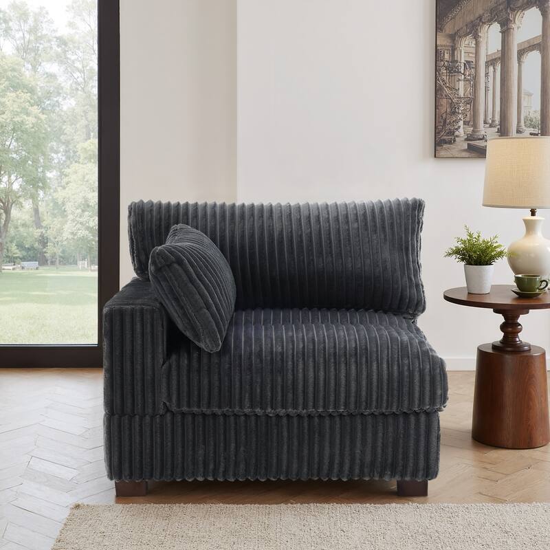 Plush Faux Fur Accent Sofa Chair - Armchair left facing - Grey