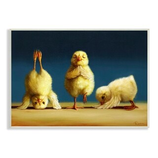 Stupell Yoga Chicks Funny Stretching Poses Farm Animal Painting,19 x 13