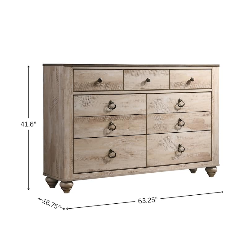 Roundhill Furniture Imerland Contemporary White Wash Finish 7-drawer Dresser