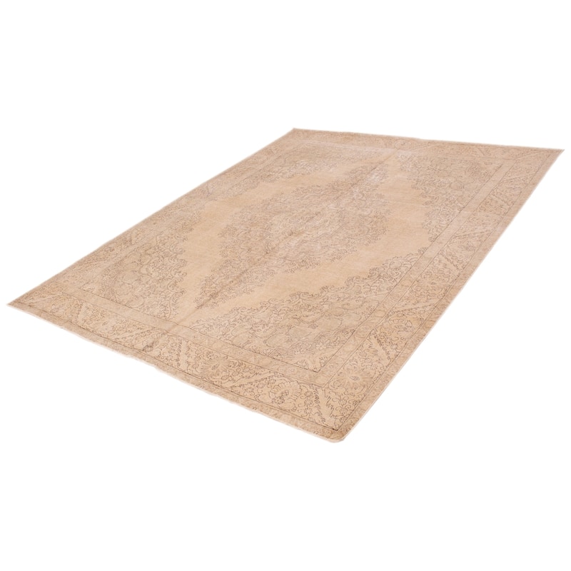 ECARPETGALLERY Hand-knotted Antalya Vintage Khaki Wool Rug - 9'5 x 12'1