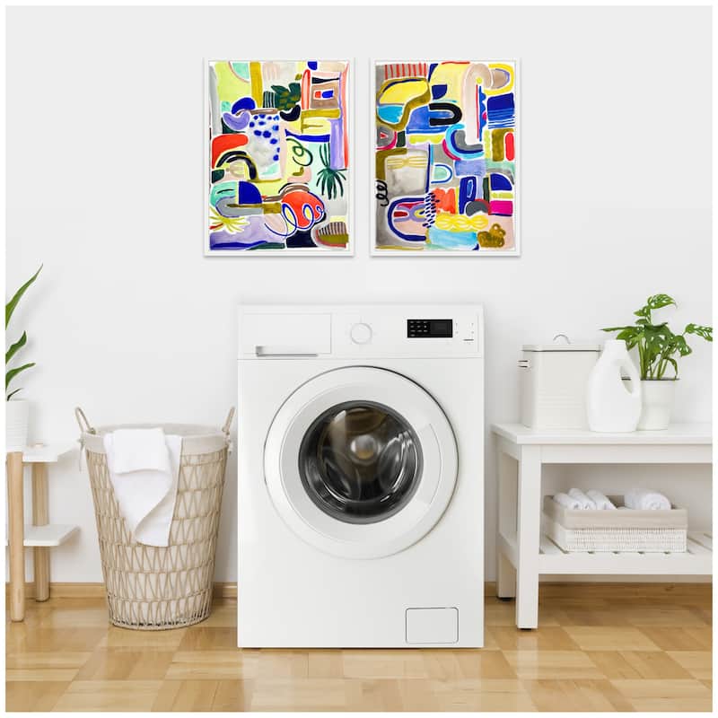 Kate and Laurel Sylvie Colorful Abstract 6 and 7 Framed Canvas Art Set by Emma Daisy