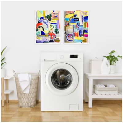 Kate and Laurel Sylvie Colorful Abstract 6 and 7 Framed Canvas Art Set by Emma Daisy