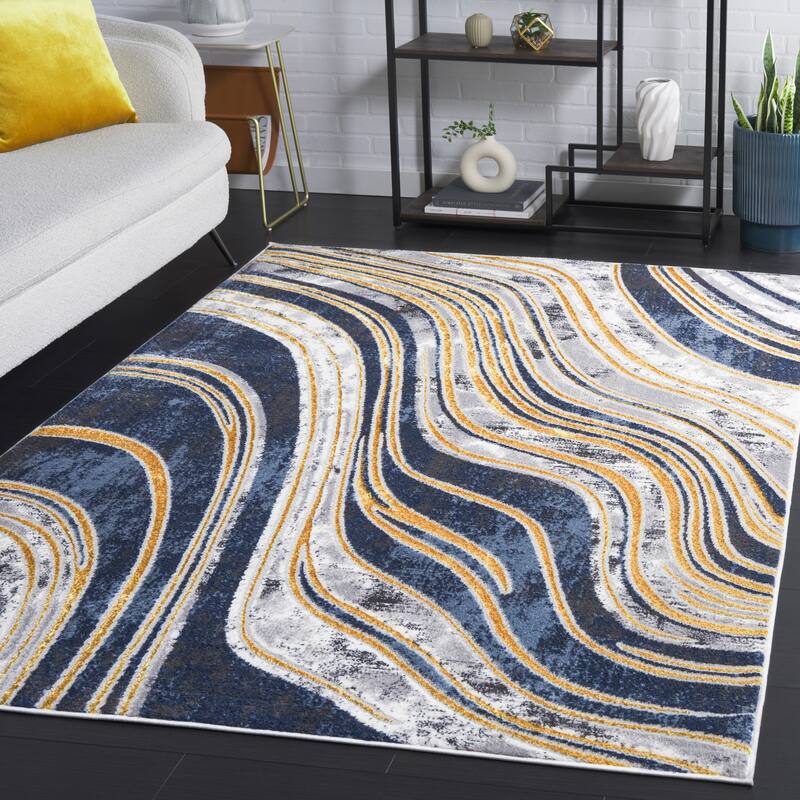 SAFAVIEH Amelia Inbal Modern & Contemporary Rug - 8' x 10' - Blue/Gold