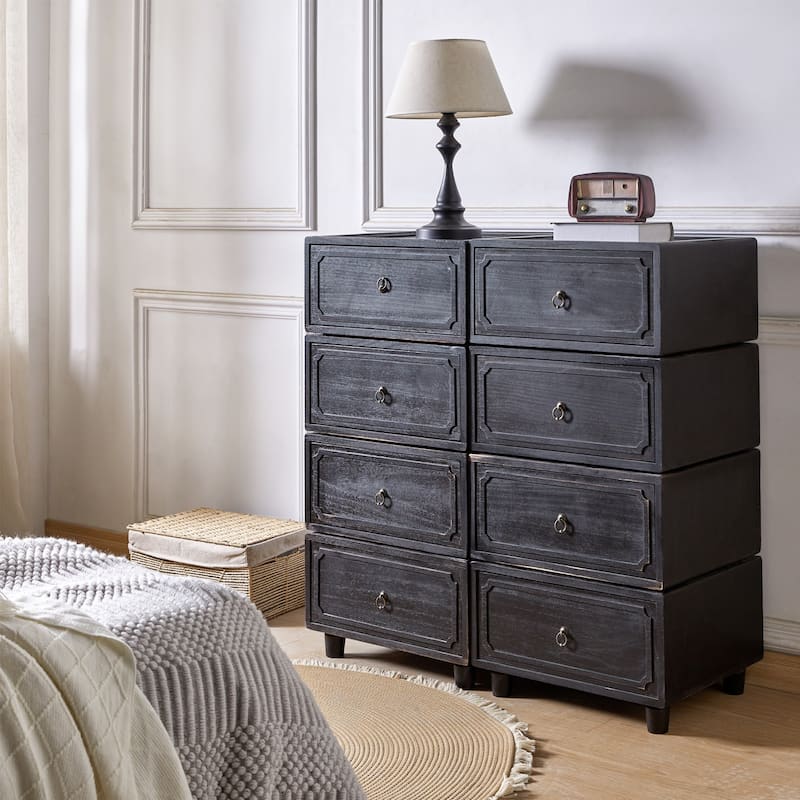 Greg Transitional 2 - Drawer Nightstand with Multiple Configurations Set of 4 by HULALA HOME - Black