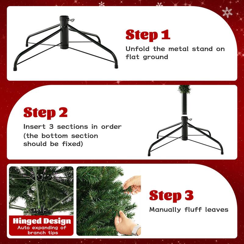 Gymax 7 FT Pre-Lit PVC Christmas Tree & Storage Bag w/ Warm White LED