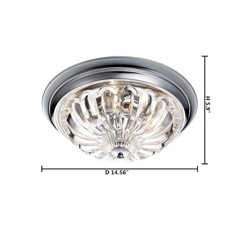 4 Light Chrome Steel Flush Mount with Clear Glass Shade