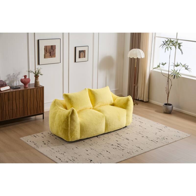 Oversized Bean Bag Sofa Reading Chair, 2-Seater Giant Bean Bag Couch with Pillows, Loveseat Chaise Lounge Sofa Chair