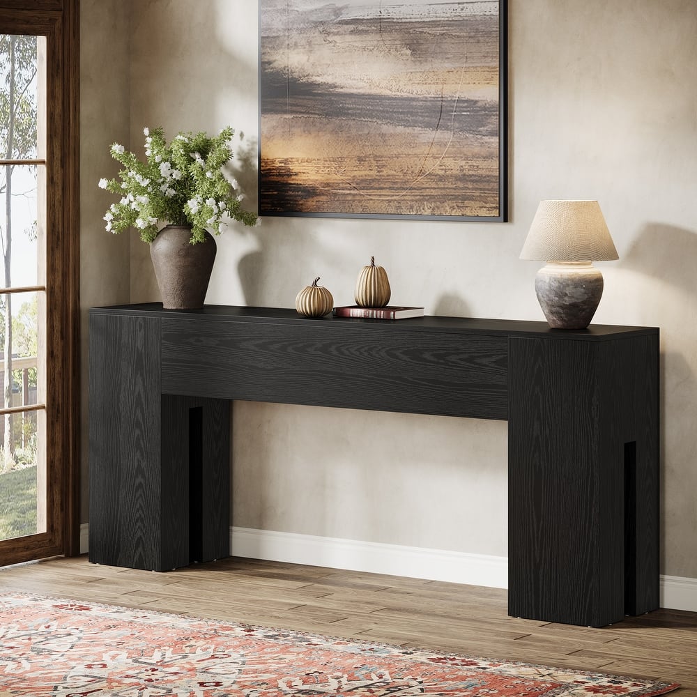 71-Inch Long Console Table for Entryway, Living Room, Rustic Brown - 70.86" L x 13.78" W x 32.3" H