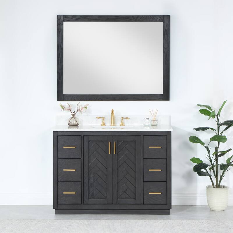 Altair Gazsi Bathroom Vanity with Composite Stone Countertop with Mirror