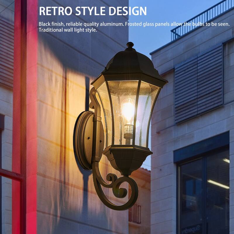 27" Outdoor Wall Lantern with Dusk-to-Dawn Sensor