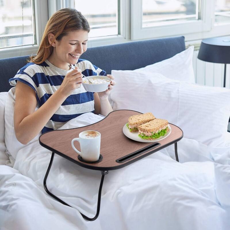 Laptop Stand for Bed Foldable Table with Cup Holder Bed Desk for Laptop,Drinks, Snacks