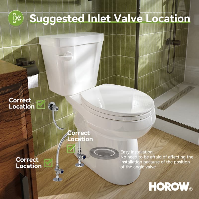 HOROW 2 Piece ADA Height Round Toilet White 1.28 GPF Strong Flush Quiet Soft Close Seat