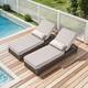 Option 2-Piece Brown Wicker Beige Cushion
