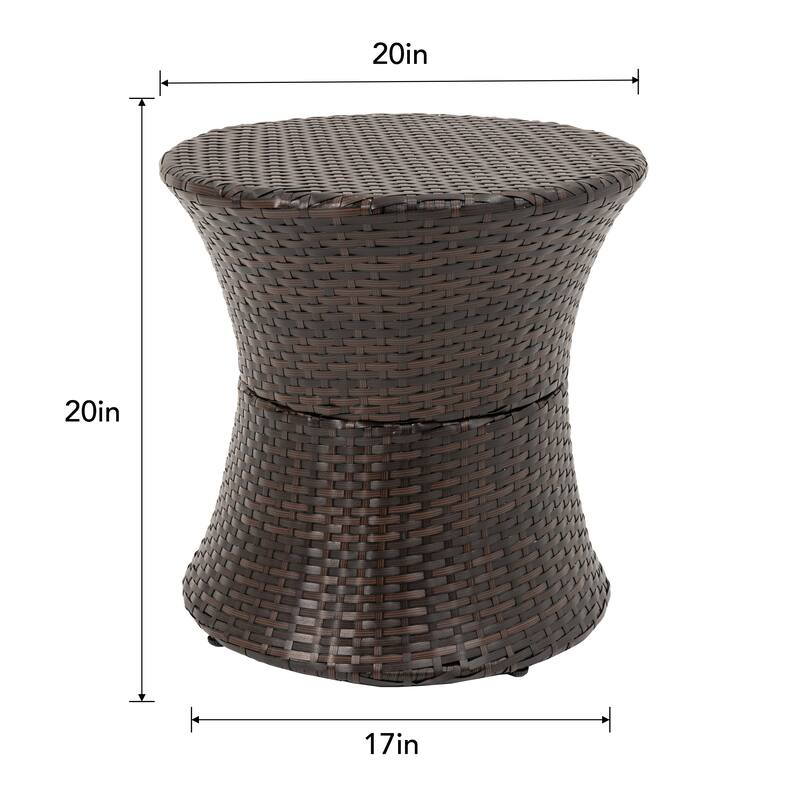 Outdoor Patio 20"Tall Round Wicker Accent Side Table
