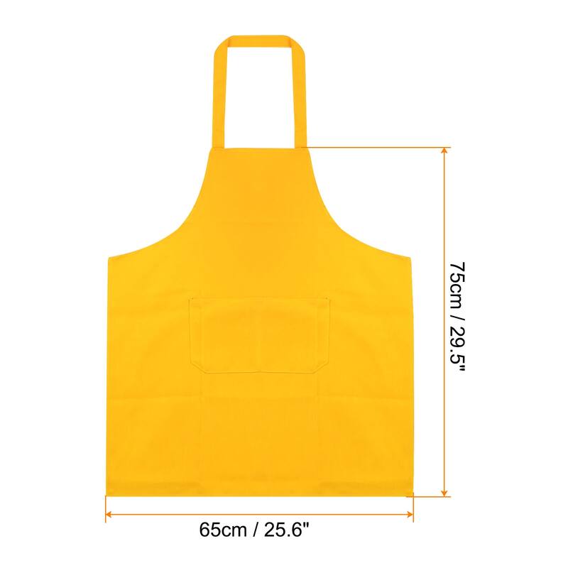 3pcs Kitchen Cooking Aprons 75x65cm Polyester Art Apron - 75cmx65cm - Yellow
