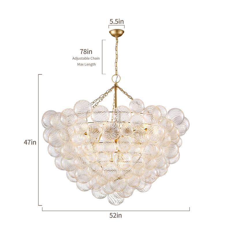 Gold Bubble Ball Chandelier, LED Pendant Light with Glass Globes