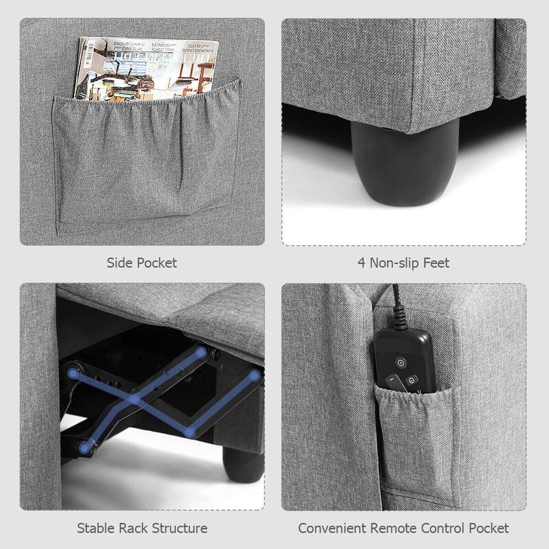 Gymax Massage Recliner Chair Single Sofa Padded Seat w/ Footrest