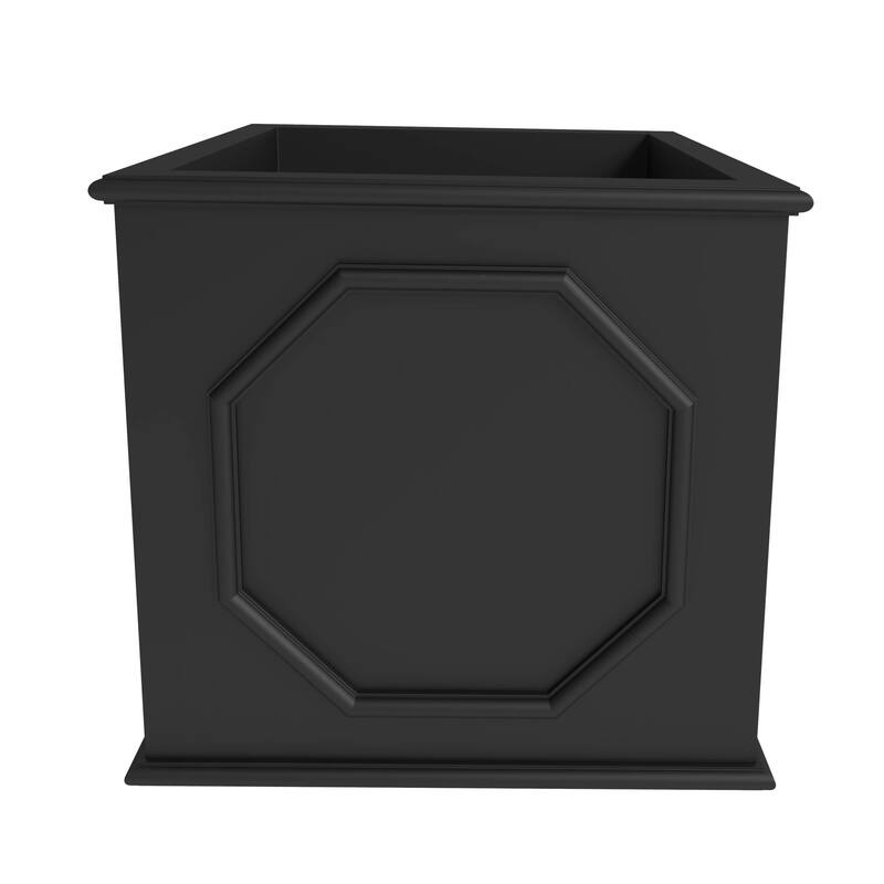 Sprout Modern Fiberstone Square Planter Pot with Drainage Holes for Home Garden Yard Patio Porch Office- No Assembly Required