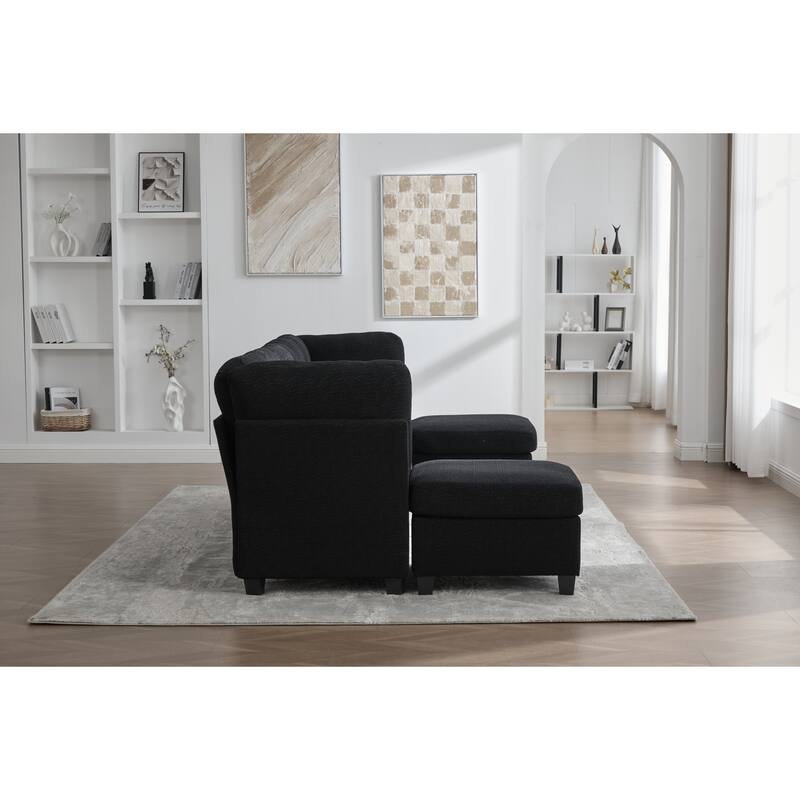 GDFStudio - Modular Polyester 6-Seat 113.39" Sectional with Storage Ottoman