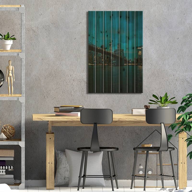 NYC Skyline From Dumbo I Print On Wood by Jon Bilous - Multi-Color