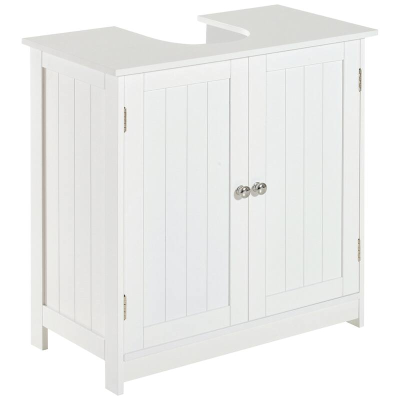 Bathroom Vanity Cabinet for Pedestal Sink, Space-Saving Design with Adjustable Shelves and Contemporary Stainless Steel Hardware - 23.5in L MDF - 23.5in L White