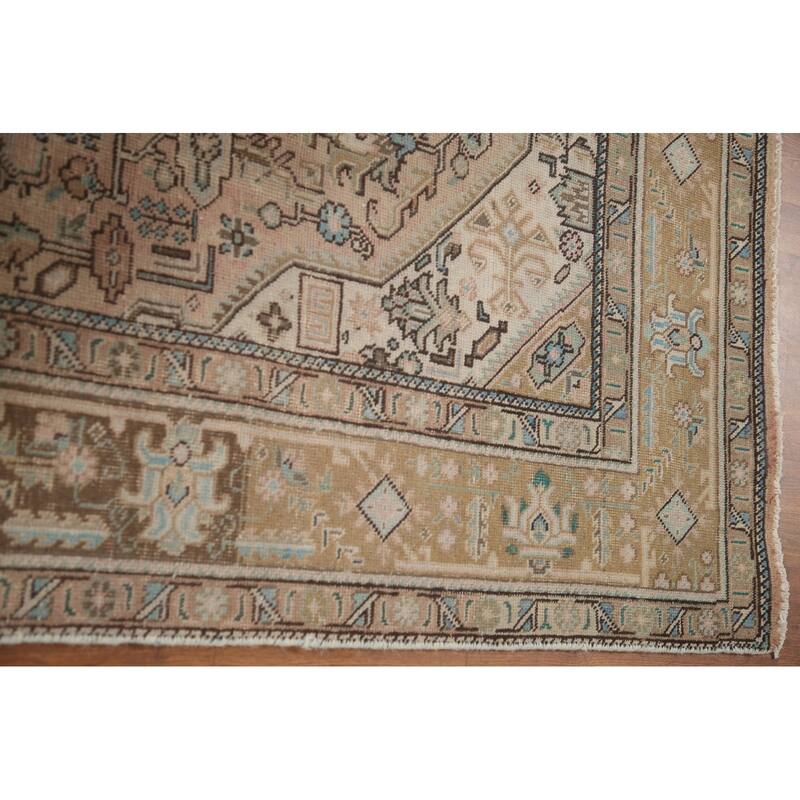 Hand Knotted Oriental 100% Wool Carpet Traditional Medallion Pink Tabriz Area Rug - 9' 7'' X 6' 7''