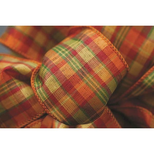 Orange Red Green Yellow Plaid Wired Ribbon - Bed Bath & Beyond - 36880098
