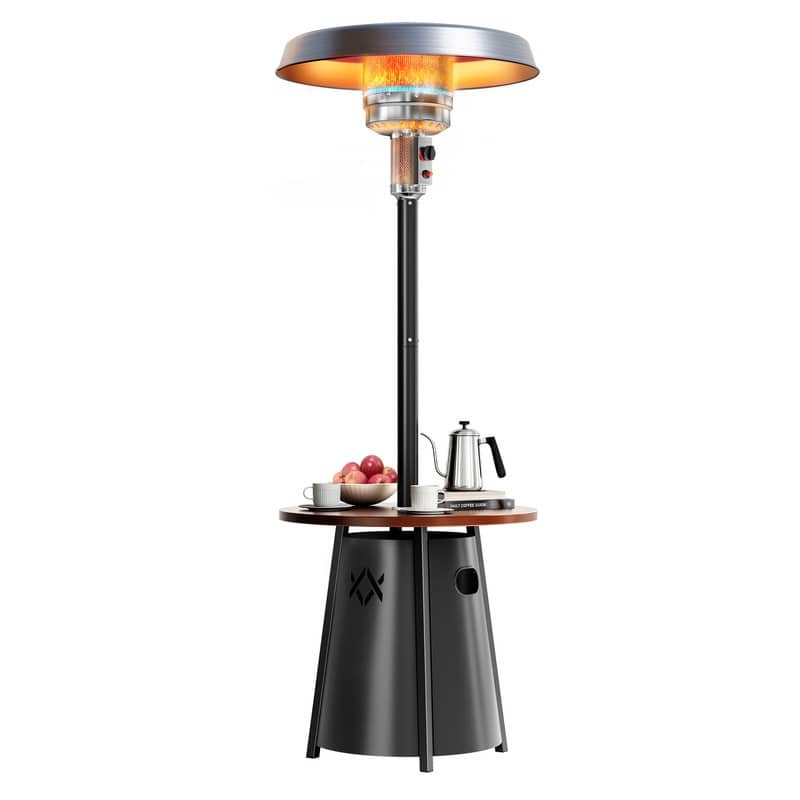 50,000 BTU Propane Gas Patio Heater with 28" Storage Tabletop for Outdoor Garden - N/A - Brown/Black