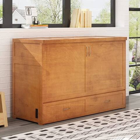 Cube Cabinet Bed Queen Size with USB Charging Station,Murphy Bed Queen Size with Foldable High Elasticity Foam Mattress