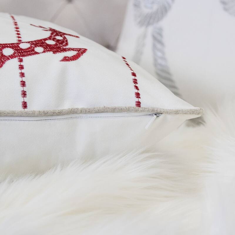 Homey Cozy Embroidery Christmas Throw Pillow Cover & Insert