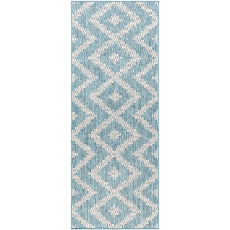Livabliss Amery Indoor/ Outdoor Chevron Area Rug - 2'7" x 7'3" Runner - Light Blue