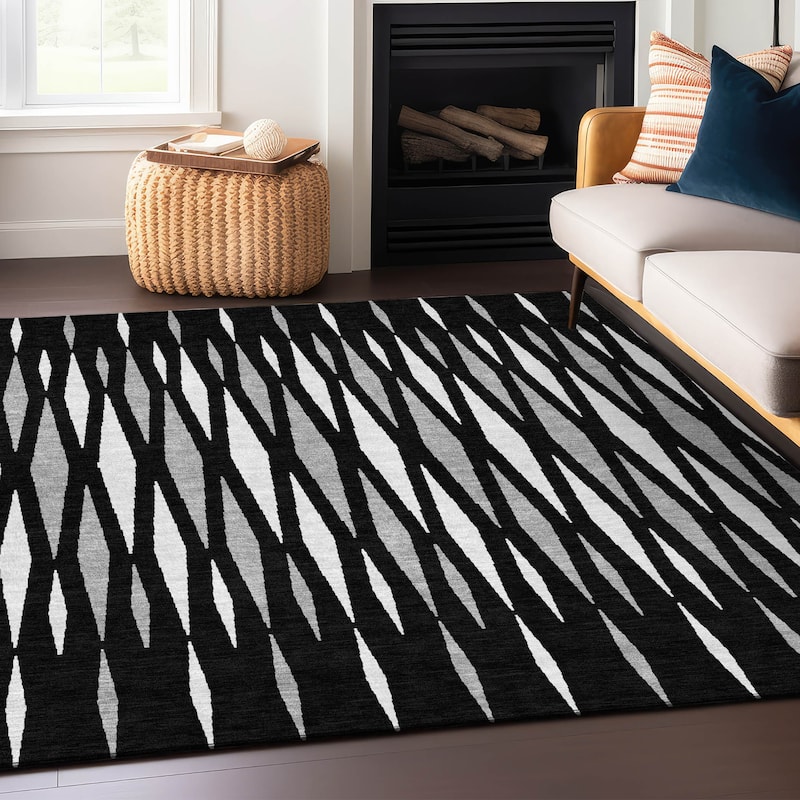 Machine Washable Indoor/ Outdoor Chantille Mosaic Contemporary Rug
