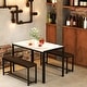 preview thumbnail 1 of 15, 3 - Piece Faux Marble Dining Set, Kitchen Table Set with 2 PU Leather Benches for Dining Room, Breakfast Nook