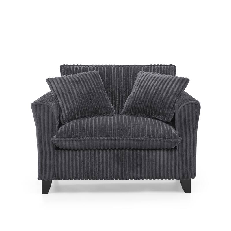 Roomfitters Corduroy Accent Chair with Pillow, Oversized Single Sofa Chair with Armrests and Soft Cushion, Modern Lounge Chair