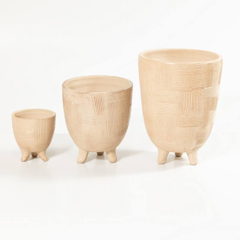 Small Abstract-Style Pot Standing Planter - 5.25" - Beige