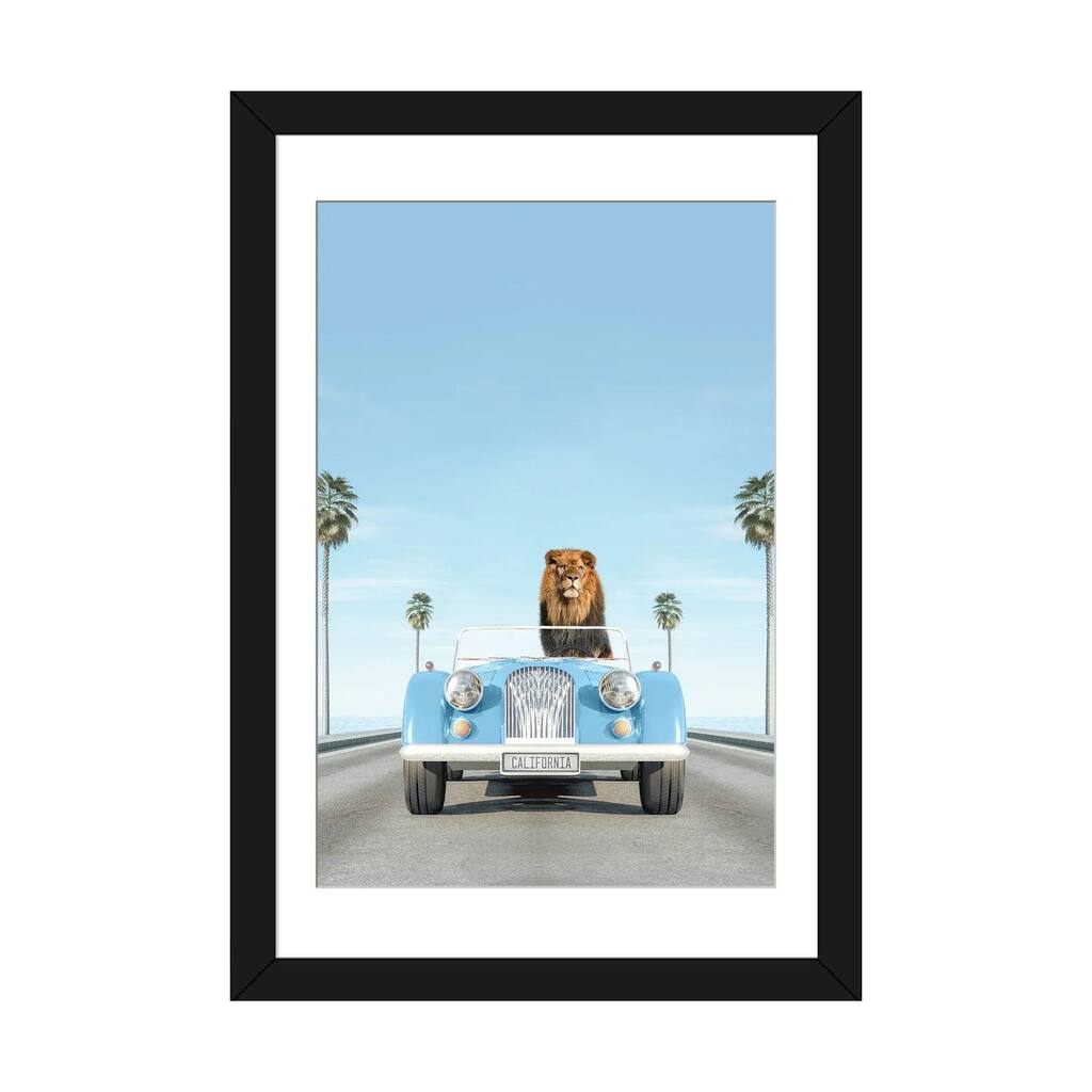 iCanvas "Blue Vintage Car With Lion" by Tiny Treasure Prints