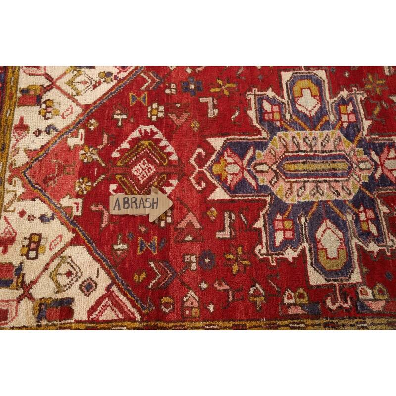 Handmade Vegetable Dye Heriz Persian Vintage Runner Rug - 3'6"x 10'8"