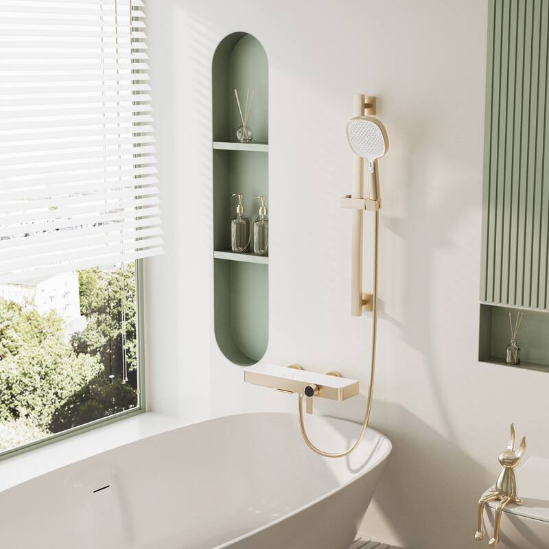 Modland Bathtub Faucet 2-Function Shower System with 3 Modes Handheld Shower,Height Adjustable Shower Slide Bar