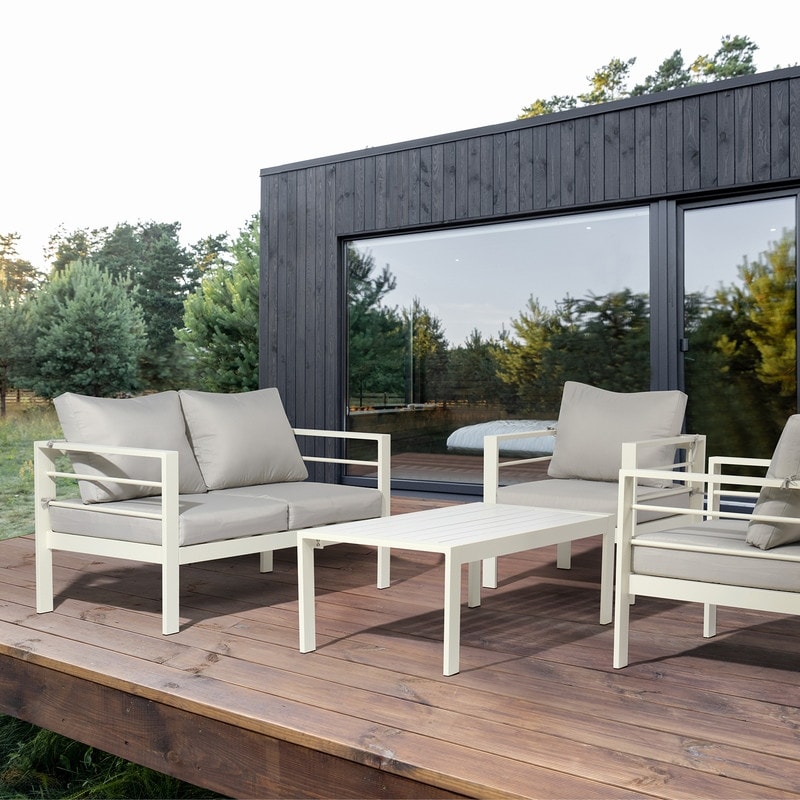 White aluminum shop patio chairs