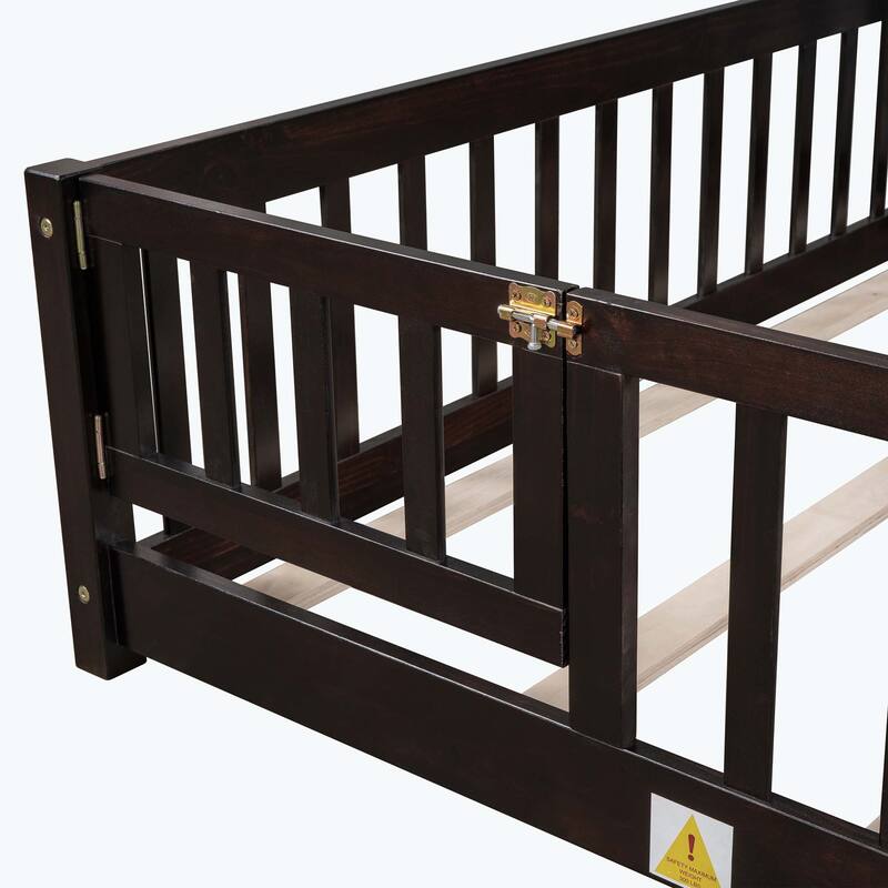Durable Floor Platform Bed with Fence