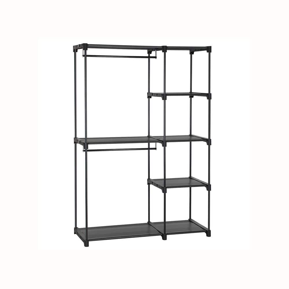 Freestanding Closet Organizer with Adjustable Shelves, Dual Hanging Rods and Storage Drawers