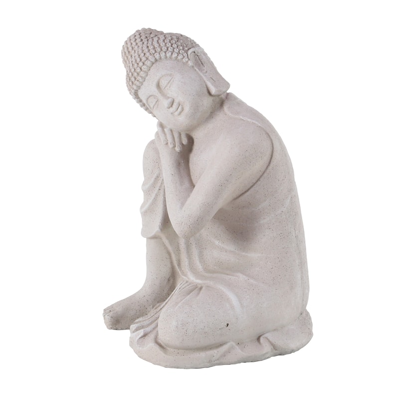 Magnesium Oxide Buddha Indoor Outdoor Meditating Garden Sculpture - Gray - Roche River Decor