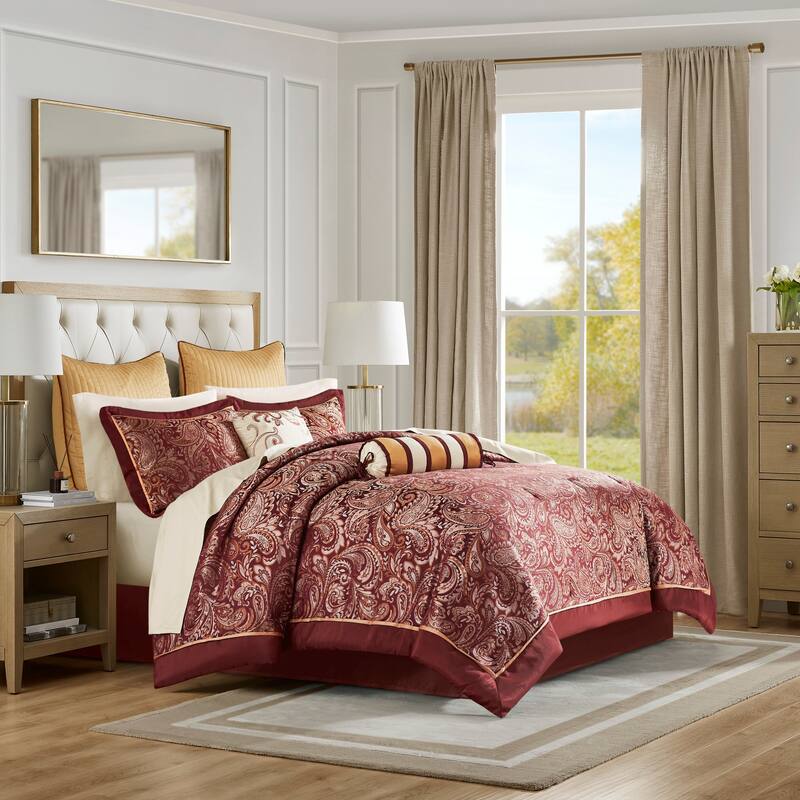 Madison Park Aubrey 12 Piece Comforter Set with Cotton Bed Sheets