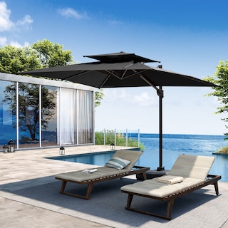 Outdoor 9x11FT Patio Umbrella Cantilever Offset with Dual Top