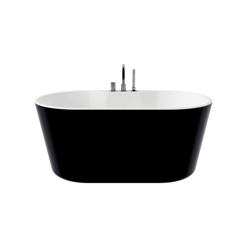 Nadia Black 56" Hand Painted Matte Black Freestanding White Acrylic Bathtub