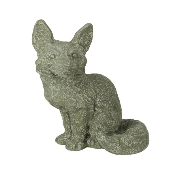 Grey Cement Sitting Fox Indoor Outdoor Statue - 12 X 10.5 X 6 inches