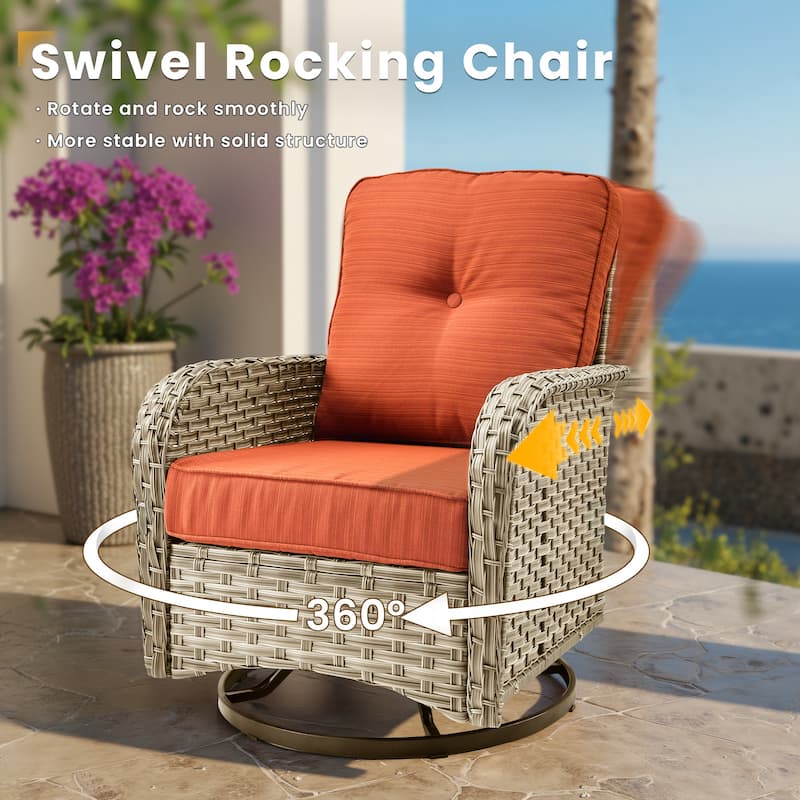 XIZZI 10-piece Patio Furniture Wicker Sectional Set with Swivel Chair